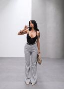 Poly Viscose Yüksek Bel Kemerli̇ Ve Dökümlü Palazzo Pantolon (Kemer Dahi̇l) resmi